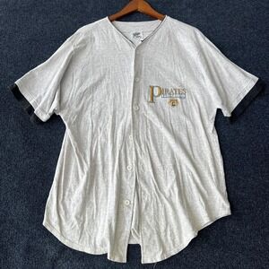 Vintage Pittsburgh Pirates Shirt Mens XL Gray MLB Baseball Button 90s Fan Jersey